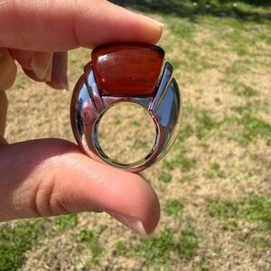 14K Gold Electroplated Red Statement Ring